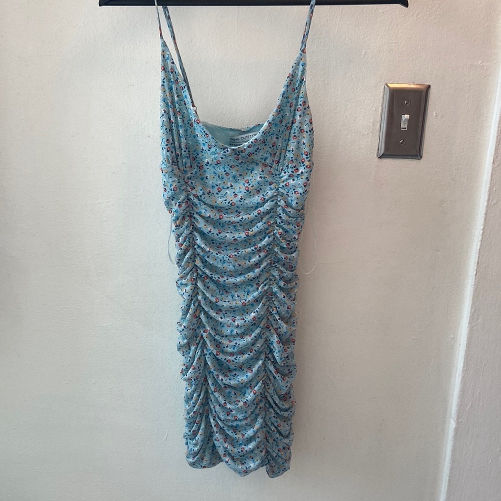 Mesh ruched mini dress floral